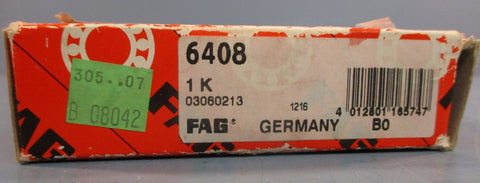 Fag 6408 Deep Groove Ball Bearing 40mm Bore 110mm OD 27mm Wide