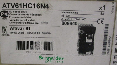 Schneider Electric ATV61HC16N4 AC Speed Drive Altivar 61 160kW 250HP 380/460V