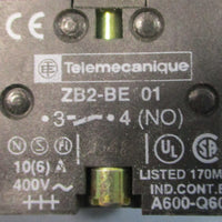 (Lot of 4) Telemecanique ZB2BW0941 Pilot Lamp 220240V 60Hz ZB2BE101 Cont. Blk
