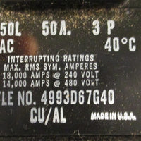 Westinghouse EHB3050L Circuit Breaker 3-Pole 50 A 480 VAC NOS