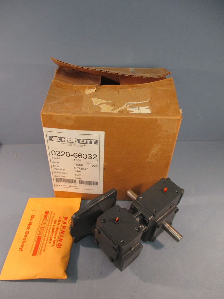 Hub City 0220-66332 Gear Reducer 1800:1 Ratio Model 1804, 56C Style LBLR
