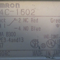 Omron D4C1602 Limit Switch Nema B300 Type 3, 4, and 13 IP67 Approx. 10' Cable L
