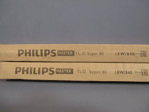 LOT OF 2 PHILLIPS MASTER FLUORESCENT TUBE TL-D Super 80 18W/840