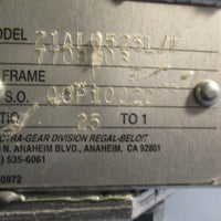 ElectraGear Division 21ALC525L/F Gearbox Ratio 25:1 56C, Right Angle