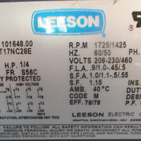 Leeson 101648.00 Electric Motor C4T17NC28E 1725/1425RPM 3PH 1/4HP 5/8" Shaft Dia