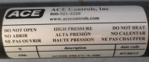 Ace Controls AGS28250CCV250 Industrial Gas Spring Push Type GS28