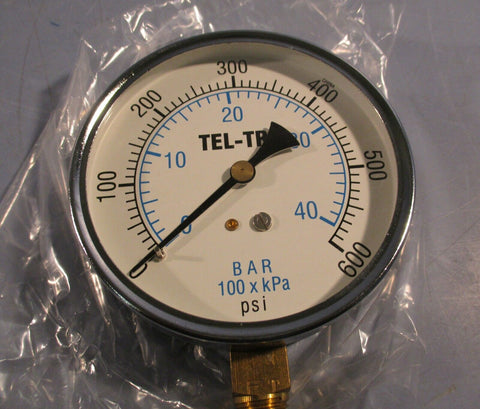 Tel-Tru 3550BC4L1F4F-E Pressure Guage 600 PSI 3 1/2" Dial 1/4 NPT lot of 10