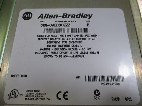 Allen Bradley 6181CAEDBCZZZ Ser. B Industrial Control System  Used