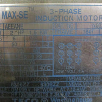 Westinghouse TECO AEEANE N0026 MAX-SE 3 Ph, 3 HP, 1175 RPM Induction Motor NWOB