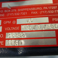 Shipco Pumps 116D Centrifugal Pump 25GPM  40PSIG 1HP 115V 1A 60Hz