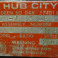 Hub City 0220-72382-6004 Double Reduction Worm Gear Drive Model 6004 3600:1 NOS