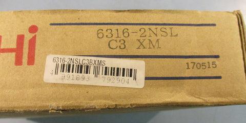 Nachi 63162NSL C3 XM Ball Bearing 80mm Bore 170mm OD 39mm Width