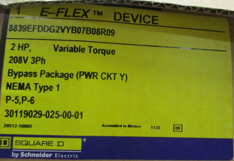 Square D 8839EFDDG2VYB07B08R09 EFlex Device Adjustable Speed Drive Controller