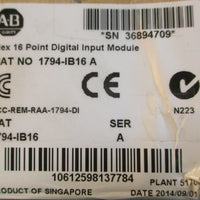 Allen Bradley 1794-IB16 Ser A Flex 16 Pt Digital Input Module 5VDC 30mA