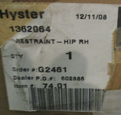 Hyster 1362064 Forklift Fold Down Seat Restraint Hip Right Handed