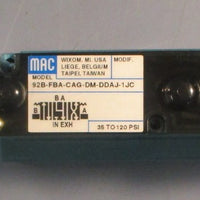 Mac 92B-FBA-CAG-DM-DDAJ-1JC Solenoid Valve 35-120 PSI 3/8" NPTF