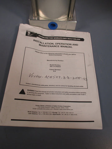 SALINA VORTEX CORPORATION PNEUMATIC AIR CYLINDER 9" ACM5X9DD2.875SS
