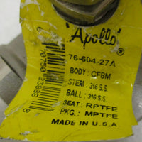Apollo 7660427A 3Way Ball Valve CF8M Body 316SS Stem and Ball