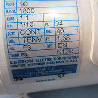 Leeson CM34D18NZ45B DC Permanent Magnet Motor 90V 1800RPM 1.1A
