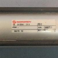 Norgren EA1255A12 X 6 Pneumatic Cylinder Rev 3 150 PSI Max 6" Stroke 2" Bore