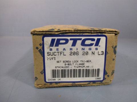 IPTCI Bearing Set Screw 2-Bolt Flange 1-1/4"s SUCTFL 206-20-N-L3