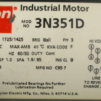 Dayton 3N351D Industrial Motor 3PH 1725/1425RPM 1/2HP 1/2" Shaft Dia
