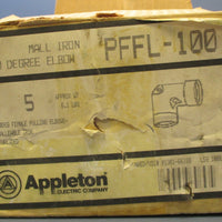5 Appleton PFFL-100 1" Malleable Iron 90 Degree Female Pulling Elbow NOS