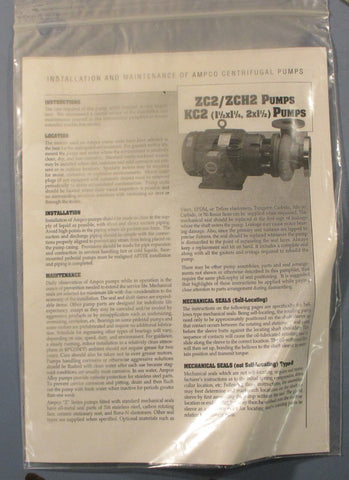 Ampco Pumps 11/2X11/4 ZC2 Pump No Motor 61/8" IMP w/ Hardware