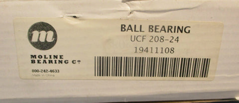 Moline Bearing Co UCF208-24 4-Bolt Flange Mount Bearing 1-1/2" Bore (Lot of 2)
