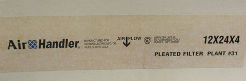 (Lot of 6) Air Handler 2W238 Pleated Air Filter 12" x 24" x 4" MERV 7