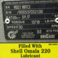Nord SK 90321 180TC2 Gear Reducer 59.17:1 Ratio, 13718 LbIn Torque, 30 RPM Out