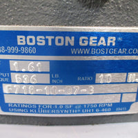 BOSTON GEAR SINGLE REDUCTION SPEED REDUCER 10:1 RATIO 175 RPM F71810B7G