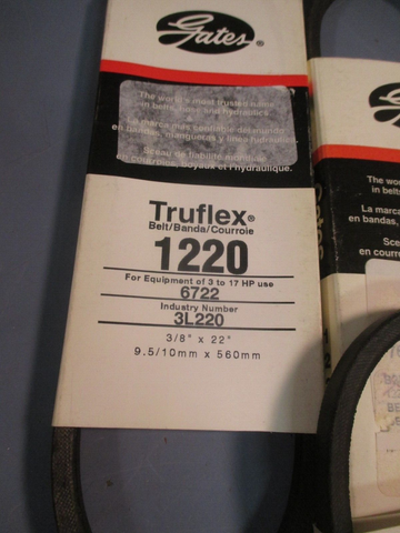 Lot of (4) Gates TruFlex VBelts 3/8" Wide Choose Your Size 1200 3L220