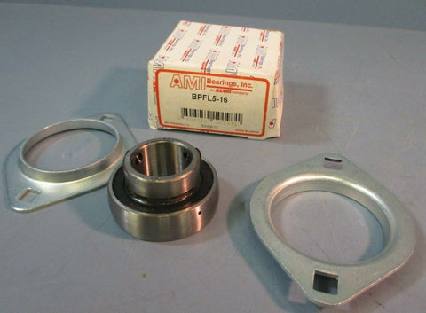 Lot of 2| AMI Narrow Set Screw Pressed Steel 2-Flanged Bearing: BPFL5-16