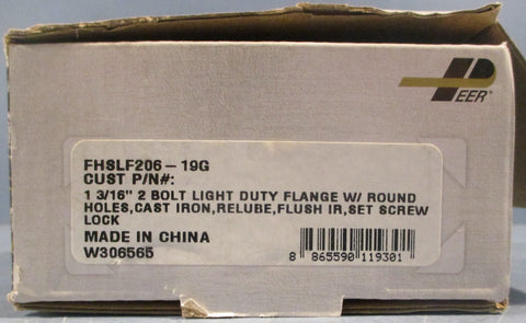 Peer FHSLF20619G 2Bolt Flange Mount Bearing 13/16" Bore Cast Iron