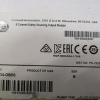 Allen Bradley 1734OB8S Ser. B 8 Channel Safety Sourcing Output Module 193343