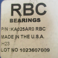 RBC KA025AR0 Thin Section Ball Bearing 21/2" Bore 3" OD 1/4" W KA025AR0RBC
