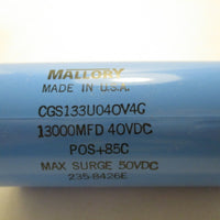 Mallory Capacitor CGS133U040V4C 13,000 MFD 40 WVDC NEW IN BOX