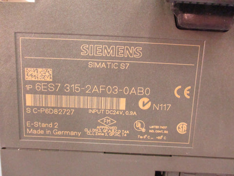 Siemens SIMATIC S7-300 6ES7 315-2AF03-0AB0 Controller Module