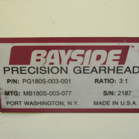 Bayside PG180S-003-001 Precision Gearhead Speed Reduer 3:1 Ratio, MB180S-003-077