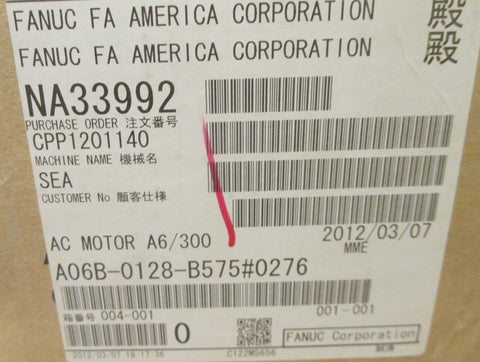 Fanuc AC Servo Motor Straight Shaft A6/3000 A64 3000 RPM A06B0128B575 #0276