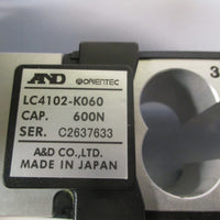 A&D CO. ORIENTEC LOAD CELL CAP. 600N SERIAL# C2637633 LC4102-K060