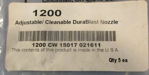 ITW Vortec 1200 Adjustable/Cleanable Durablast Nozzle (Lot of 4)