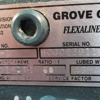 Grove Gear BM02321 Flexaline 60:1 Ratio Gear Reducer 140TC Frame, 1.57 Input HP