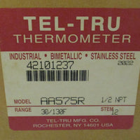 TelTru Thermometer AA575R Analog dial Thermometer Stem 12 "