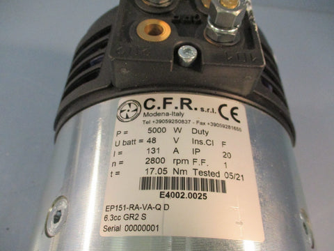 C.F.R. EP151RAVAQ D DC Motor 5000 Watts, 48V, 131A, 2800rpm, IP20, INS. CL F