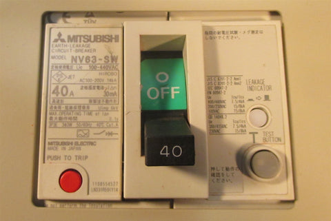 Mitsubishi NV63SW Earth Leakage Circuit Breaker 40 Amp 100440 VAC NWOB
