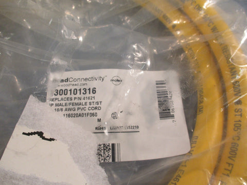 Brad Connectivity 1300101316 6P Male/female 6' 16/6 AWG PVC Cord 116020A01F060