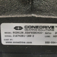 CONEDRIVE GEARING SOLUTIONS GEAR REDUCER RATIO 20:1 RG20120.SSAF03BCHCG