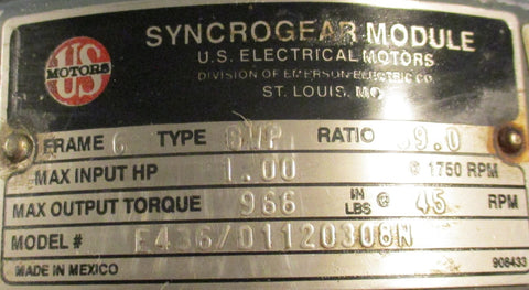 Syncrogear Electric Module E436V10V258R128F 1750 Rpm